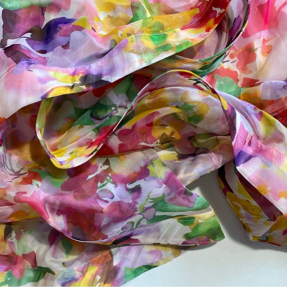 NEW Womens Plus 14W Adrianna Papell Print High-Low Midi Dress Pink Multi $259 - Picture 6 of 12